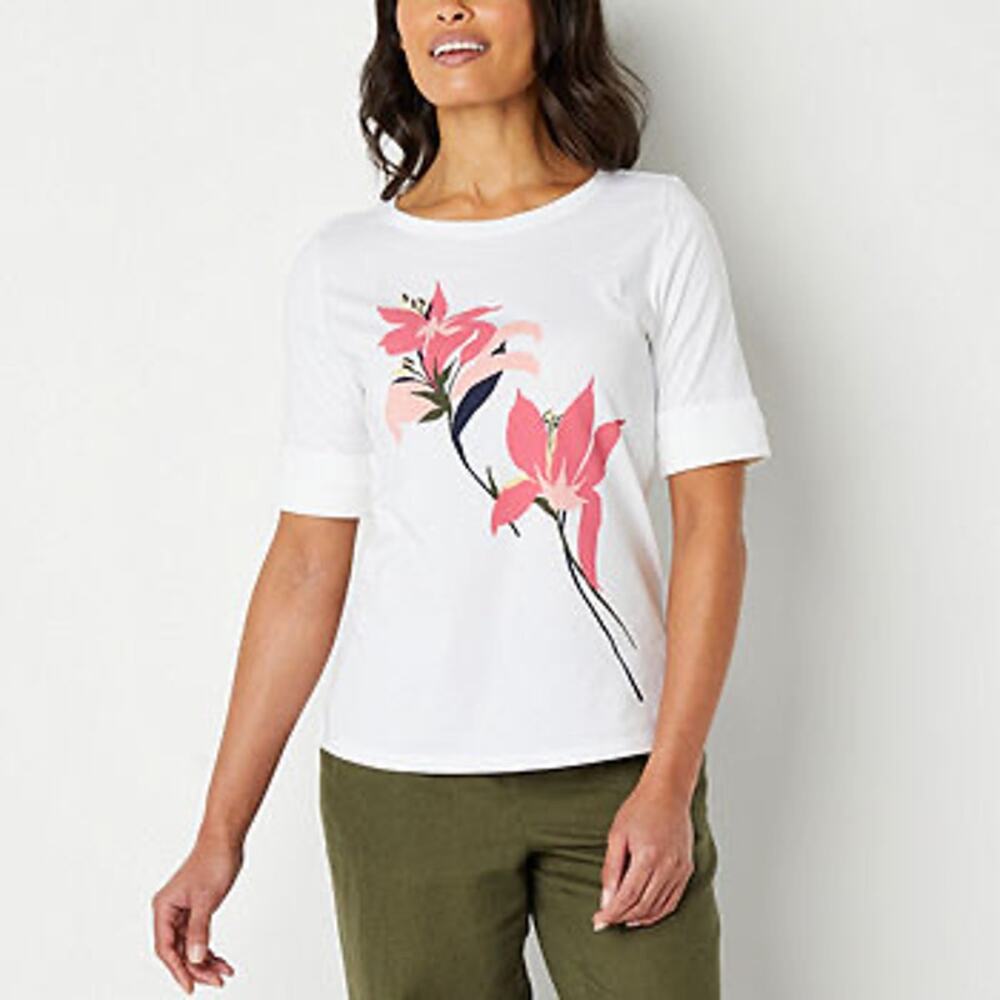 Liz Claiborne Womens Boat Neck Short Sleeve T-Shirt size XL (b45)